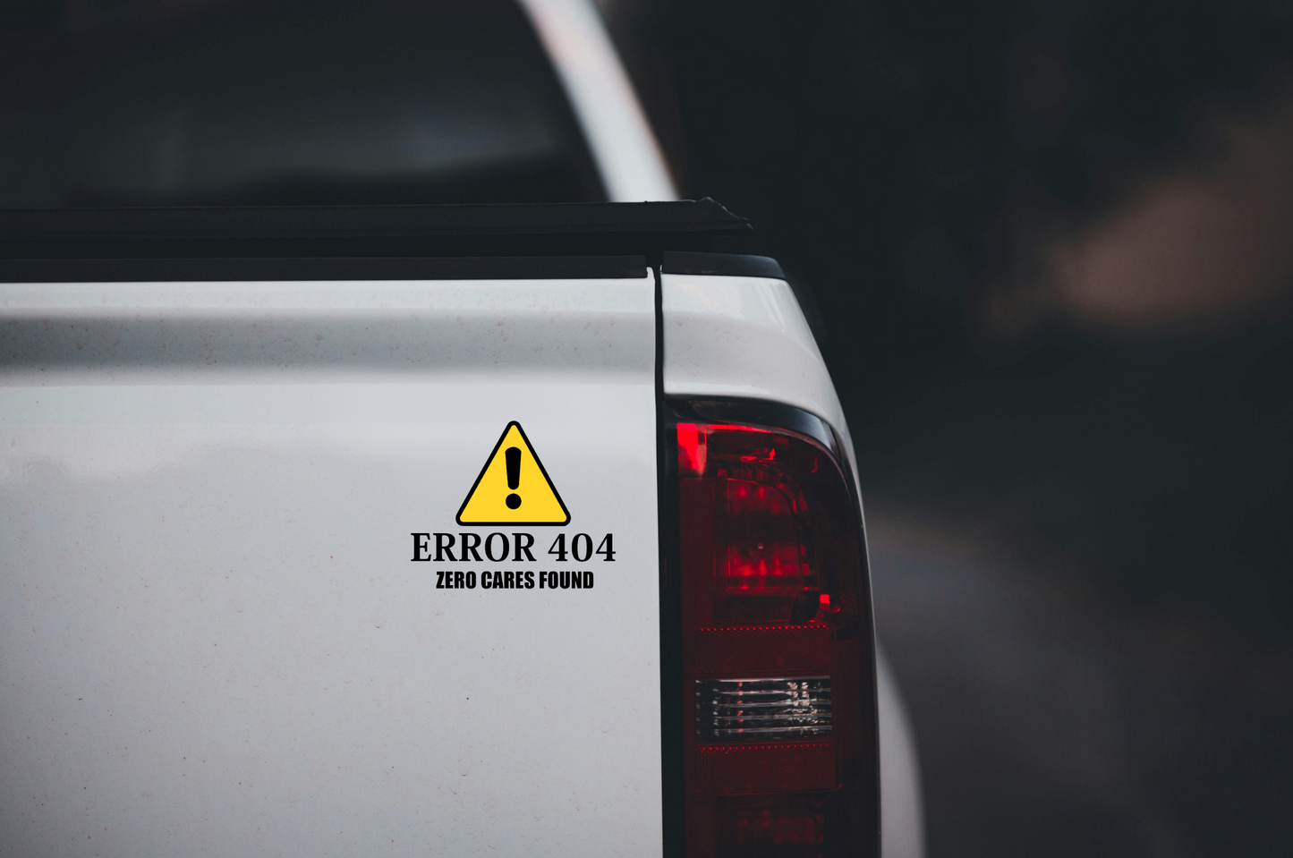 Error 404 Zero Cares Found Vinyl Decal