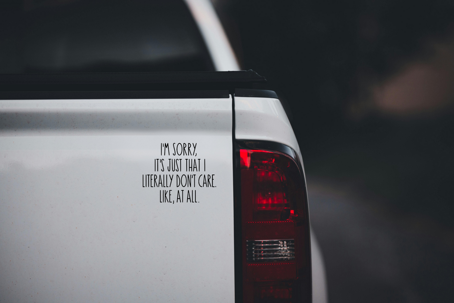 I Don't Care Vinyl Decal
